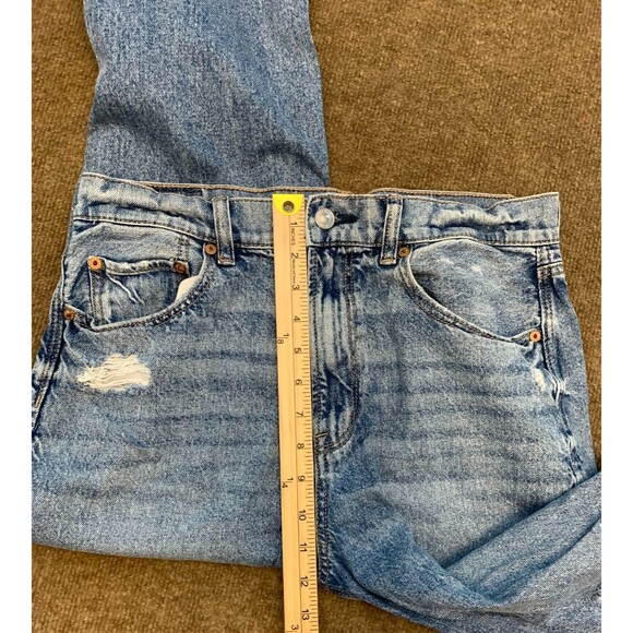 American Eagle Jeans Womens 10 High Rise Baggy Straight Distressed Ripped Denim - Picture 5 of 9